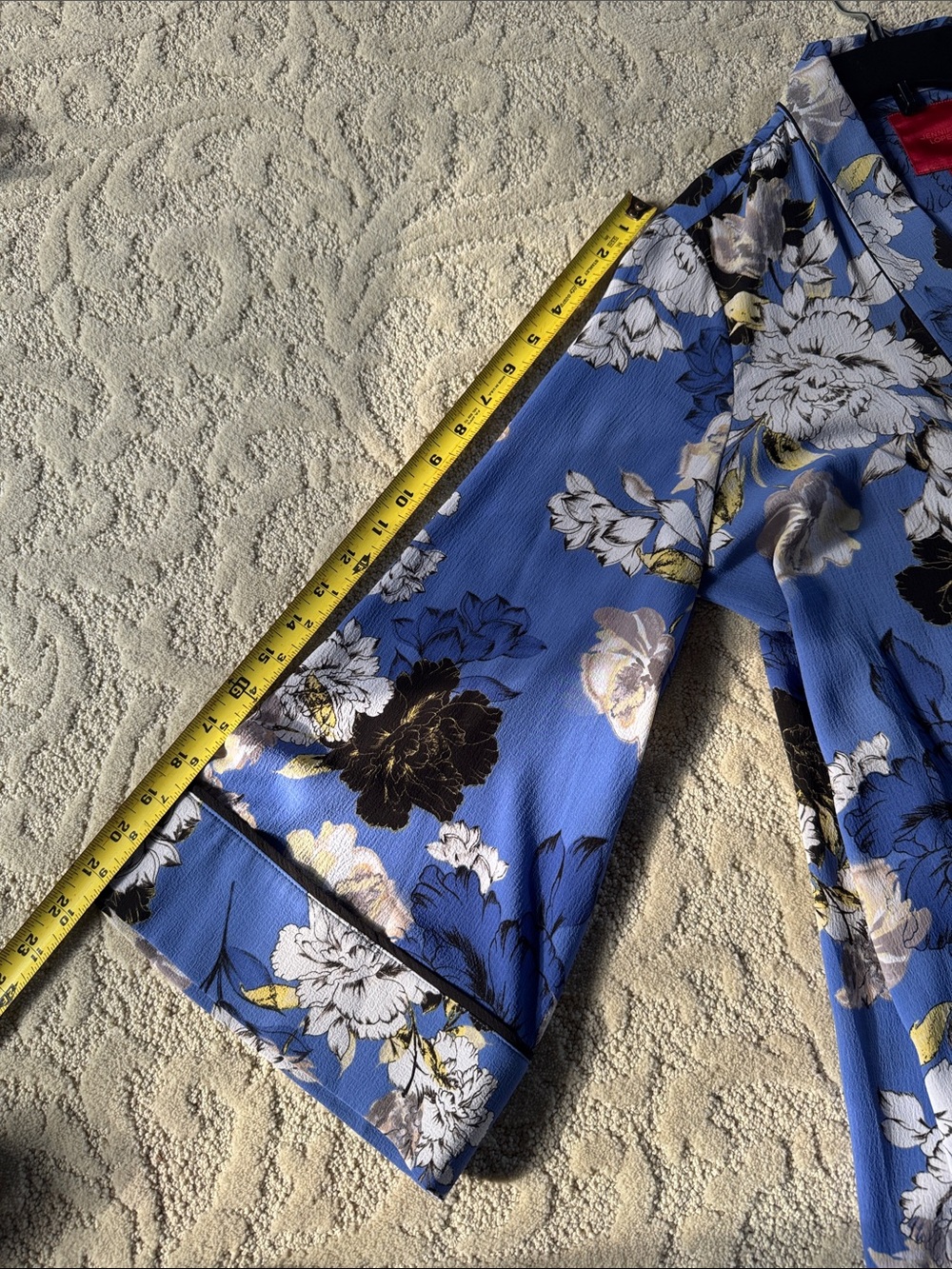 Jennifer Lopez Blue Floral Open-Front Cape Kimono with Pockets - Size L - Picture 7 of 12